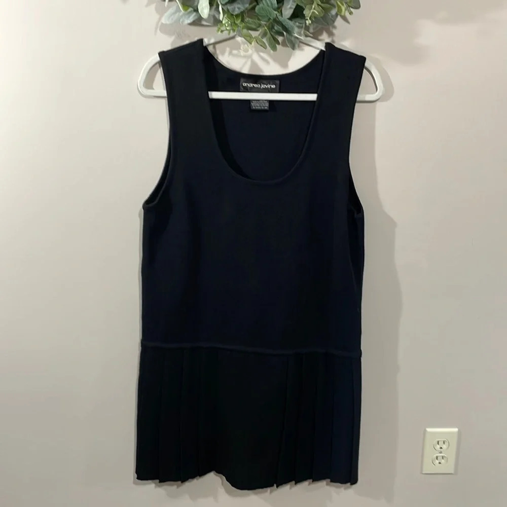 NWOT Vintage Andrea Jovine Wool Sleeveless Drop Waist Pleated Sweater Dress M
